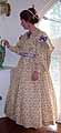 1830 Day Dress, paisley print fabric, made for CVD performance 2004, worn by Idy