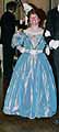 1830 evening dress, blue silk taffeta, 2nd incarnation, worn by Idy in Vienna 2005
