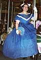 1867 evening dress blue silk organza and china silk, worn by Katy in PBS’ American Experience Series on President Grant to portray Mrs. Grant