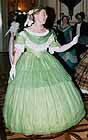 1860 evening dress, green silk organza and china silk, worn by Hannelore Unfried of Vienna