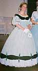 1863 ball dress, of pale green bengaline and deep green velvet trim, worn by Idy