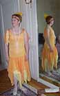 1920s eveing dress, orange and yellow silk chiffon.